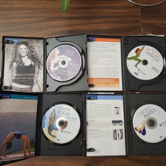 Yoga Lot 4 DVD's GAIAM Seane Corn, Quick Start Yoga, Power Yoga, Cardio Pilates - Picture 7 of 9